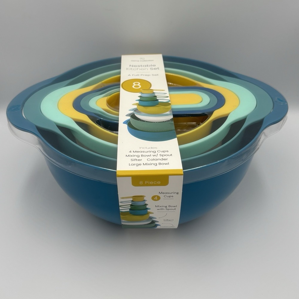 Home Collection Nestable 4 Measuring Cups Mixing Bowls Sifter Colander Prep Set - Picture 10 of 10
